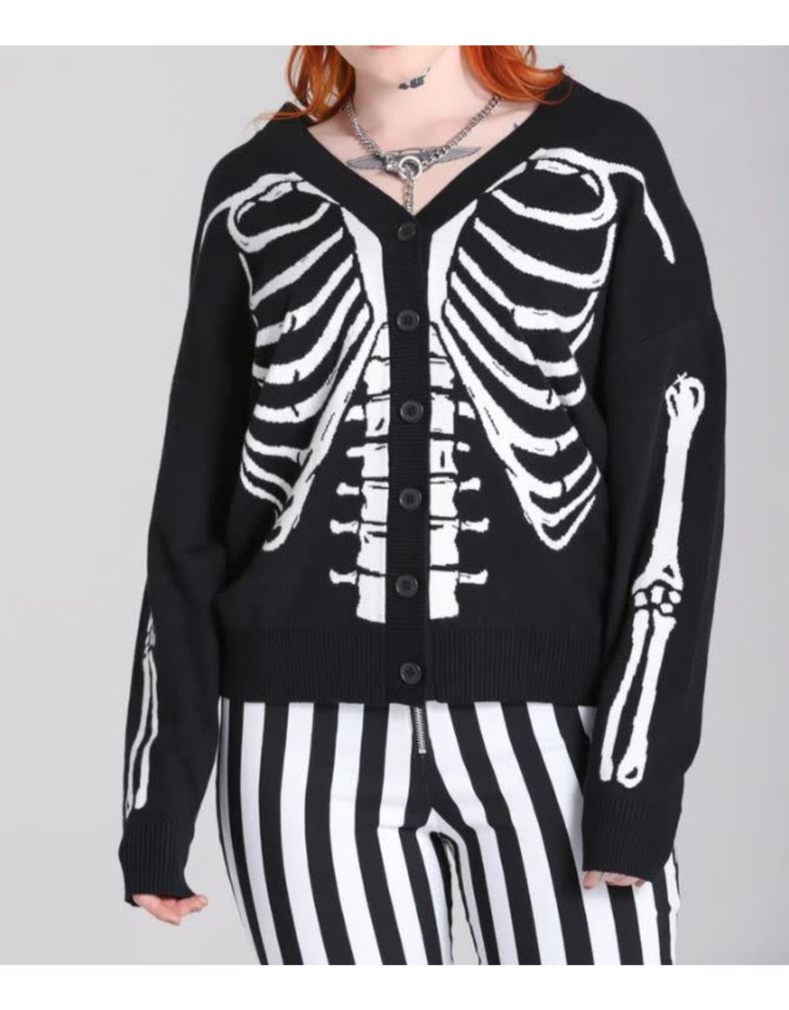 HELL BUNNY Skeleton Cardigan Black/White H60257BKW Boutique X20 MTL