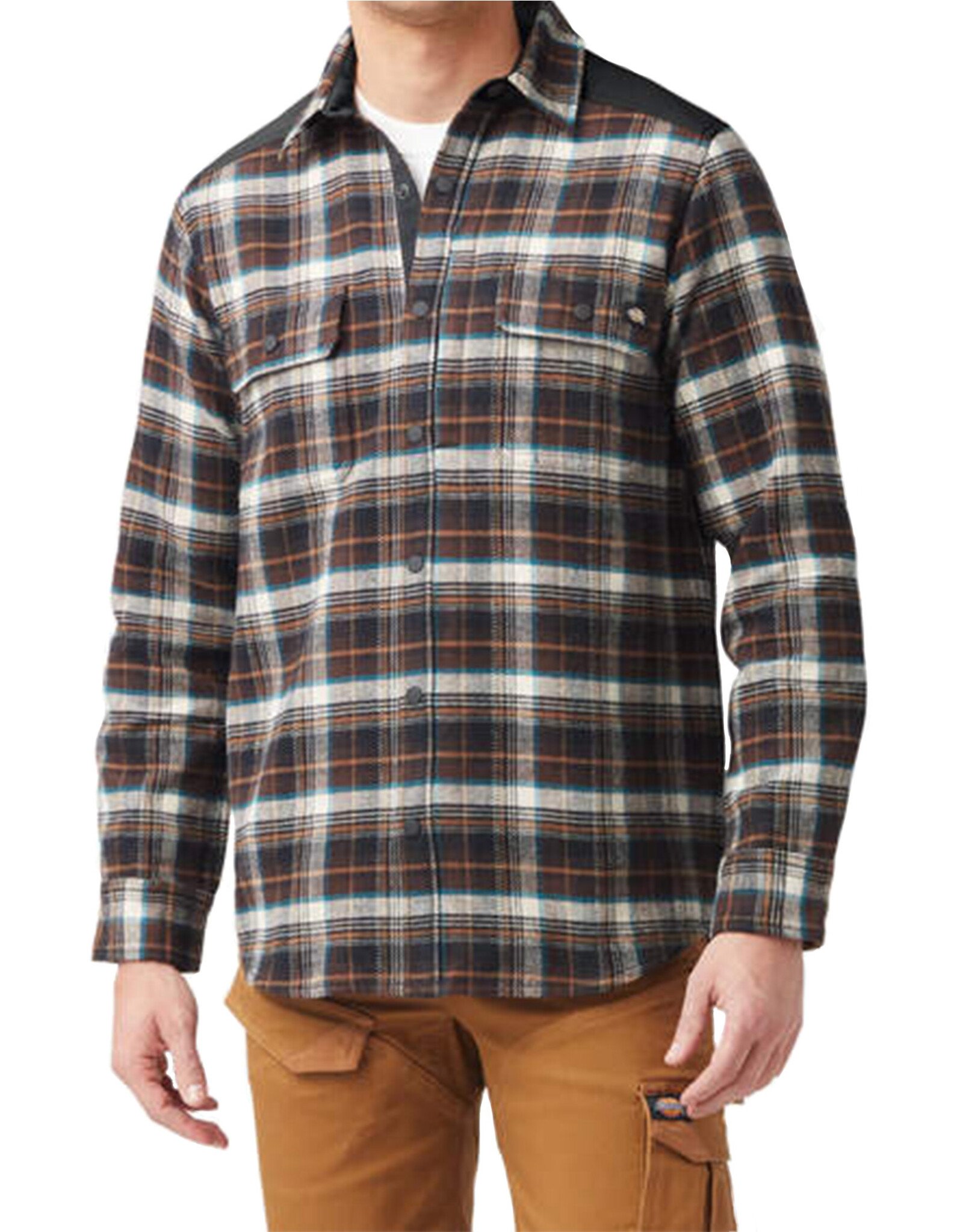 DICKIES Heavyweight Brawny Flannel Chocolate Brown Plaid - WL901A1H