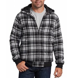 DICKIES Quilted Flannel Bomber Hooded Jacket Smoke/White Plaid - TJ204OTP