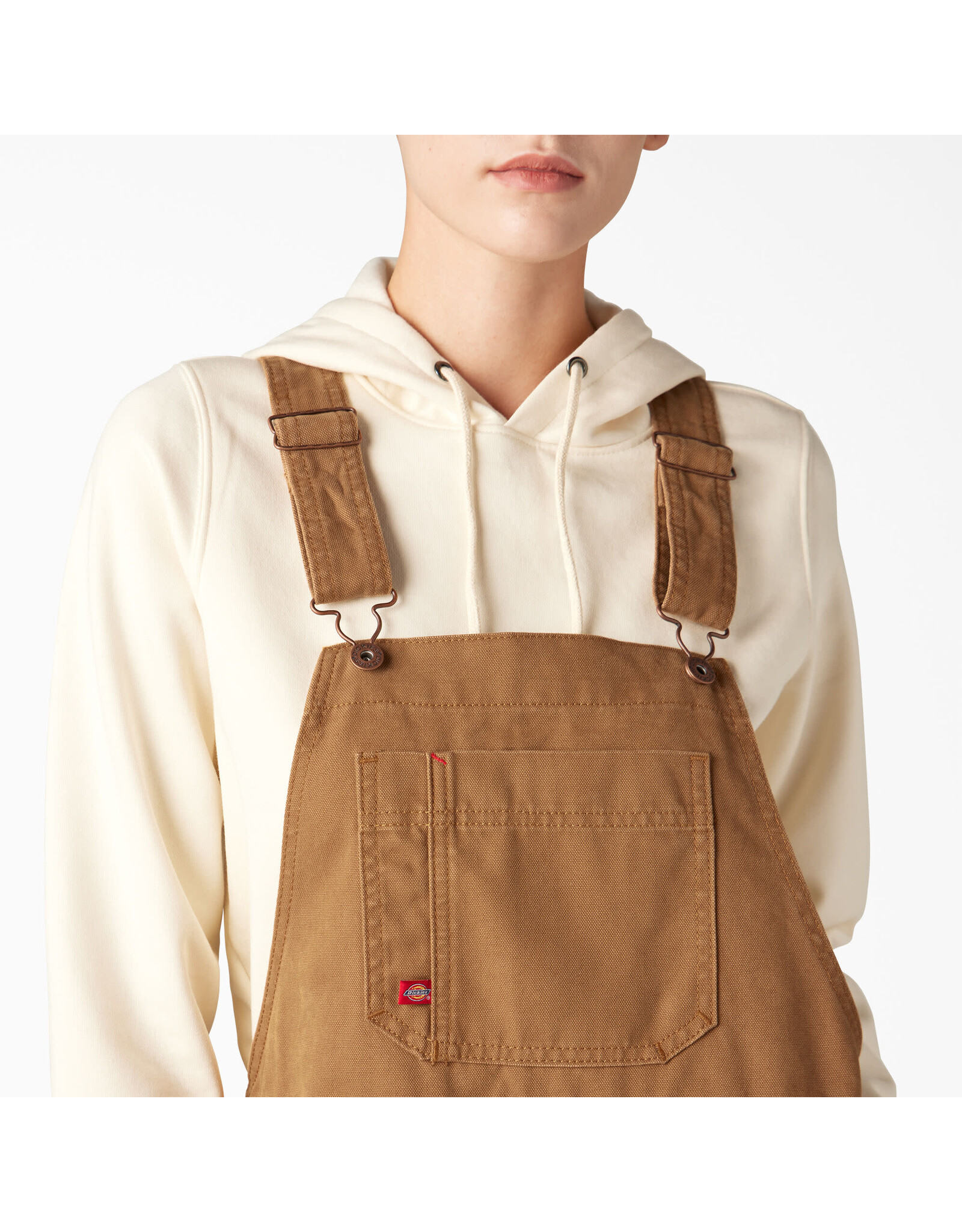 DICKIES Women's Relaxed Fit Bib Overalls Duck Brown - FB206RBD