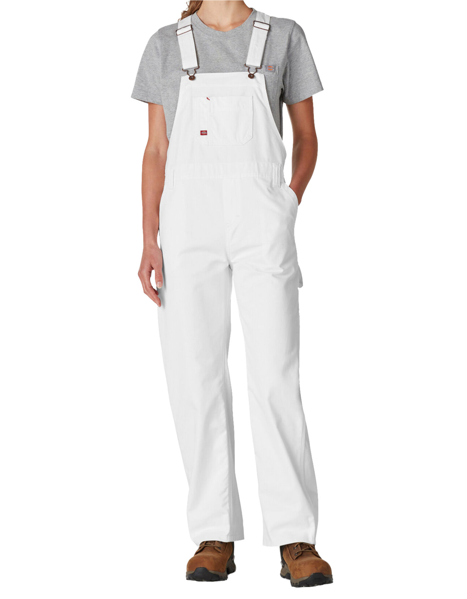 DICKIES Women's Relaxed Fit Bib Overalls White - FB206WH