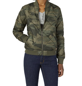 DICKIES Women's Quilted Bomber Jacket Sage Green Camo - FJ800AGC