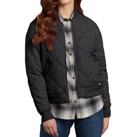 DICKIES Women's Quilted Bomber Jacket Black - FJ800BK