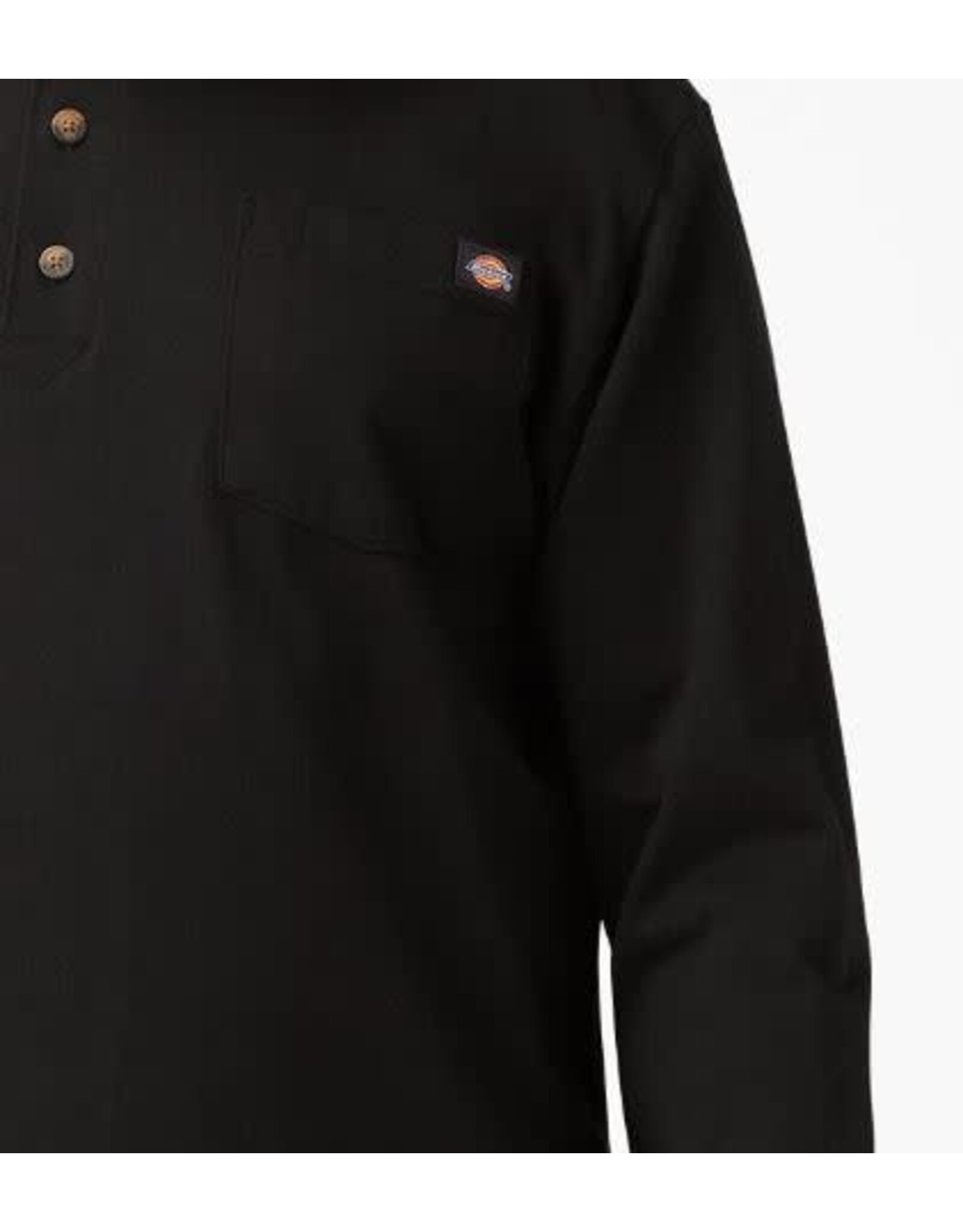 DICKIES Heavyweight Long Sleeve HenleyT-Shirt Black - WL451BK