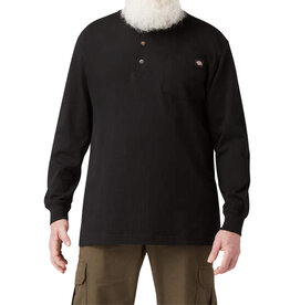 DICKIES Heavyweight Long Sleeve Henley T-Shirt Black - WL451BK