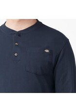 DICKIES Heavyweight Long Sleeve Henley T-Shirt Dark Navy - WL451DN