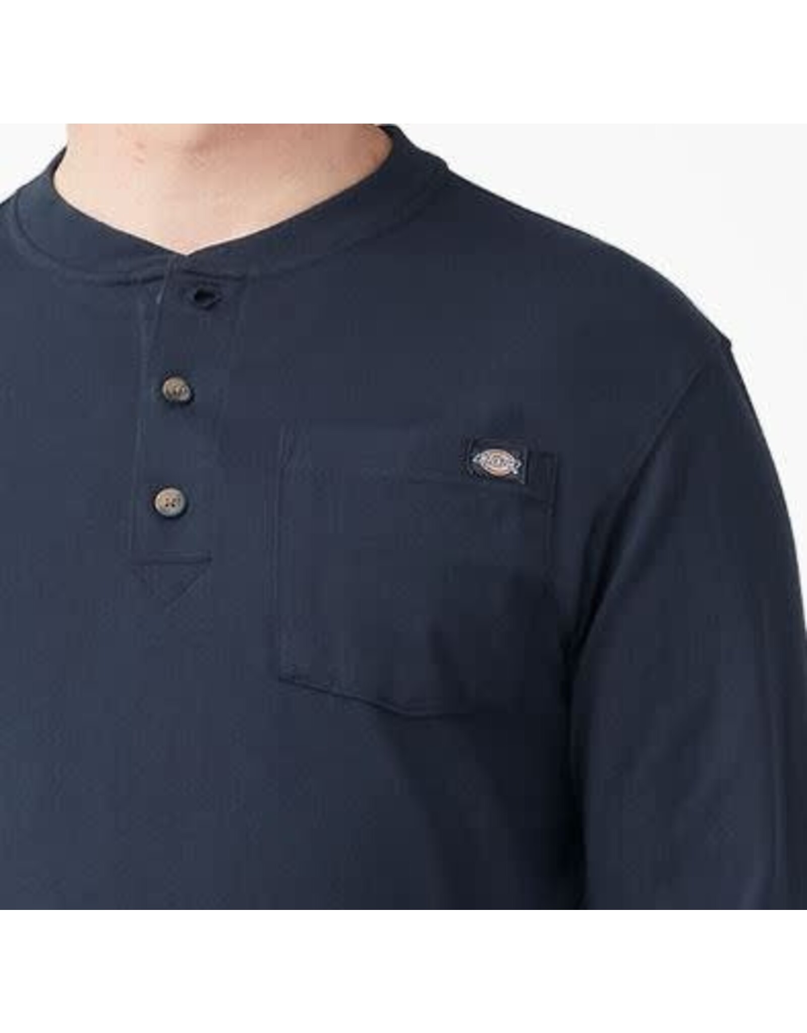 DICKIES Heavyweight Long Sleeve HenleyT-Shirt Dark Navy - WL451DN