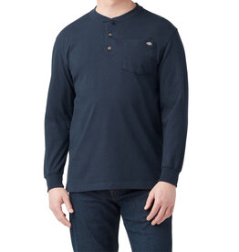 DICKIES Heavyweight Long Sleeve Henley T-Shirt Dark Navy - WL451DN