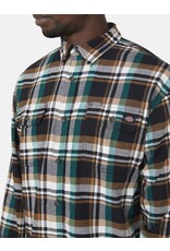 DICKIES FLEX Long Sleeve Flannel Shirt Black/Cadmium Green Plaid - WL650K2P
