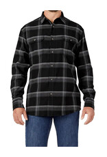 DICKIES FLEX Long Sleeve Flannel Shirt Black Gray Plaid - WL6501BP