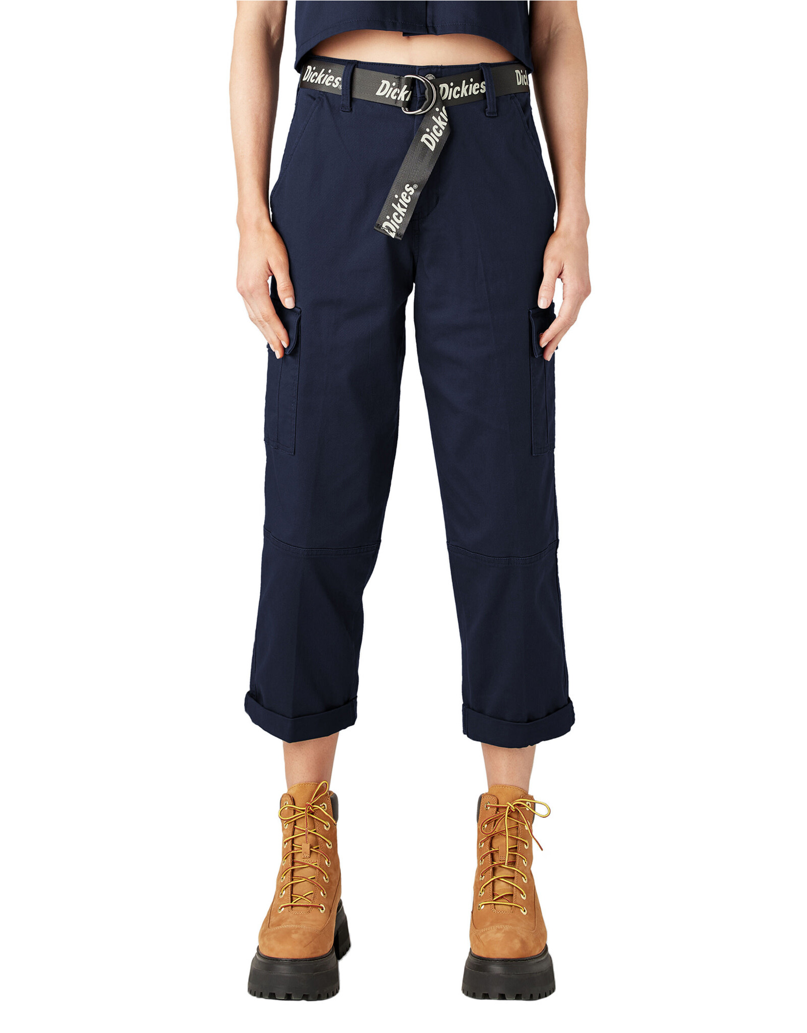 DICKIES Women's Relaxed Fit Cropped Cargo Pants Ink Navy - FPR50IK