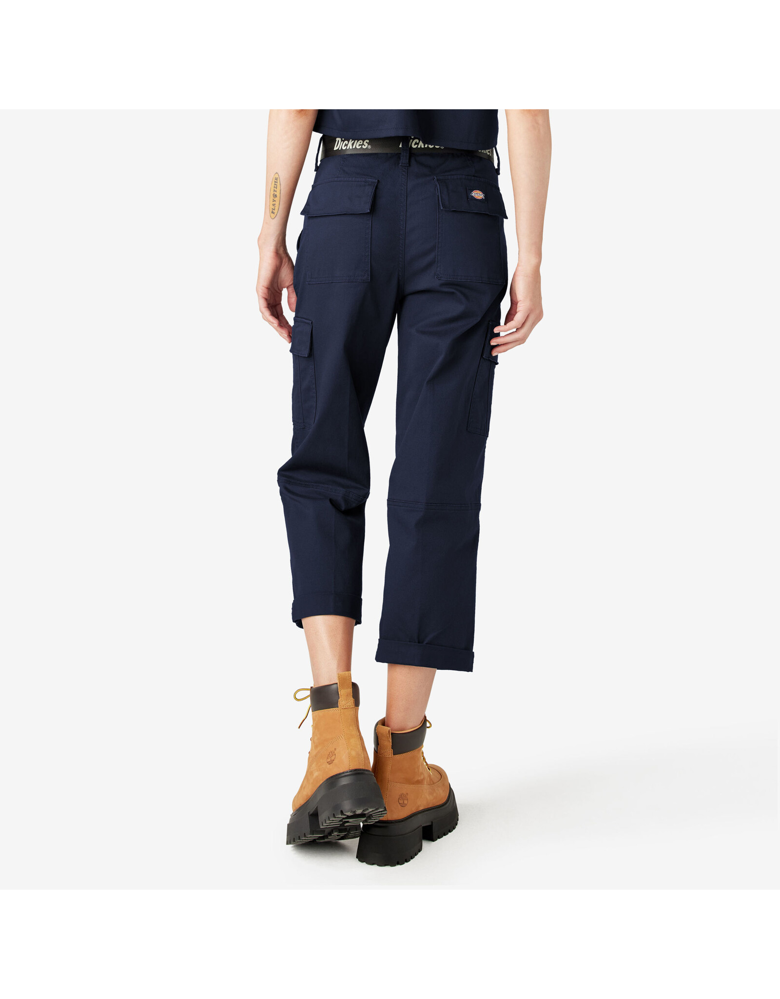 DICKIES Women's Relaxed Fit Cropped Cargo Pants Ink Navy - FPR50IK