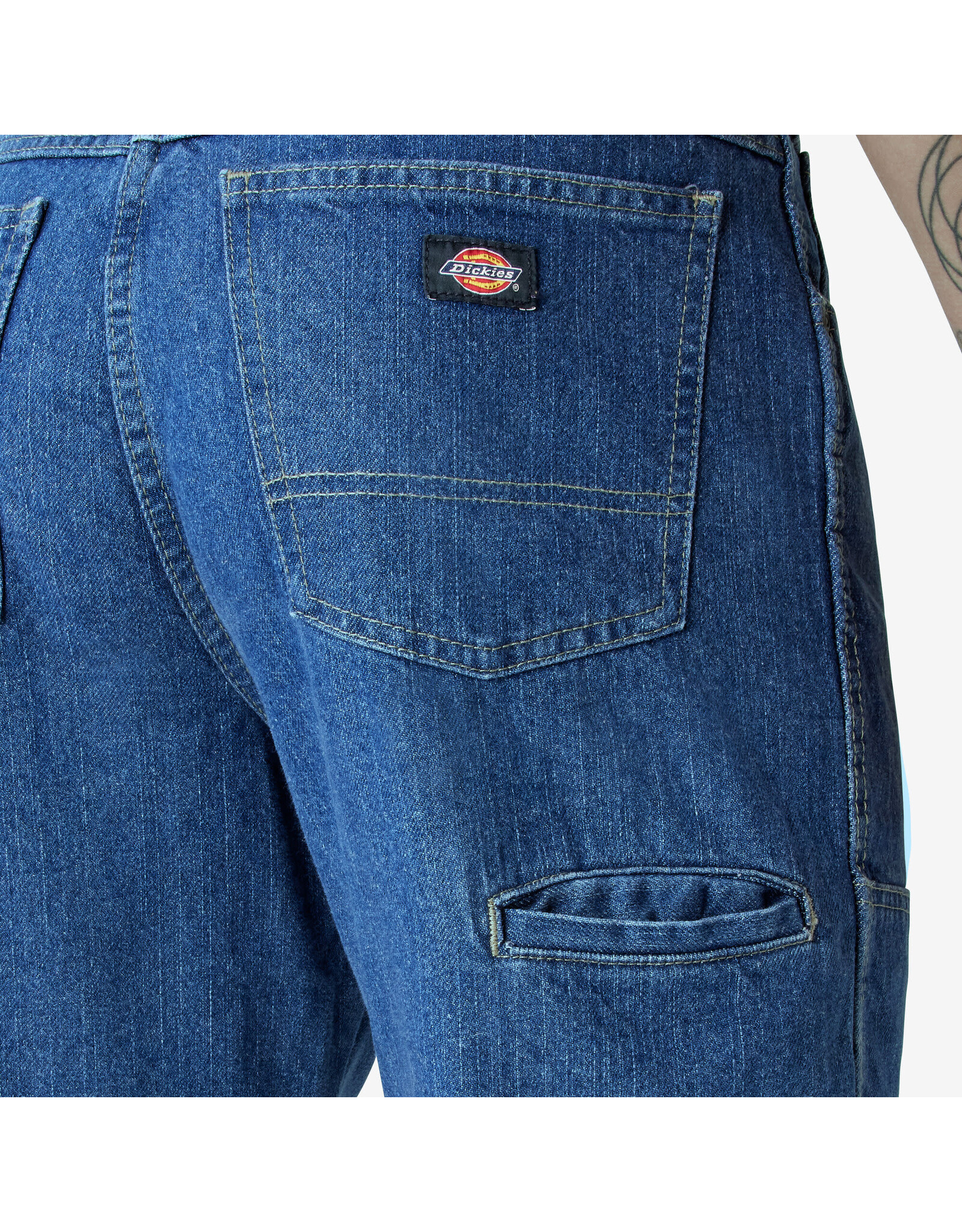 DICKIES Relaxed Fit Double Knee Jeans  Stonewashed Indigo Blue - 15293SNB
