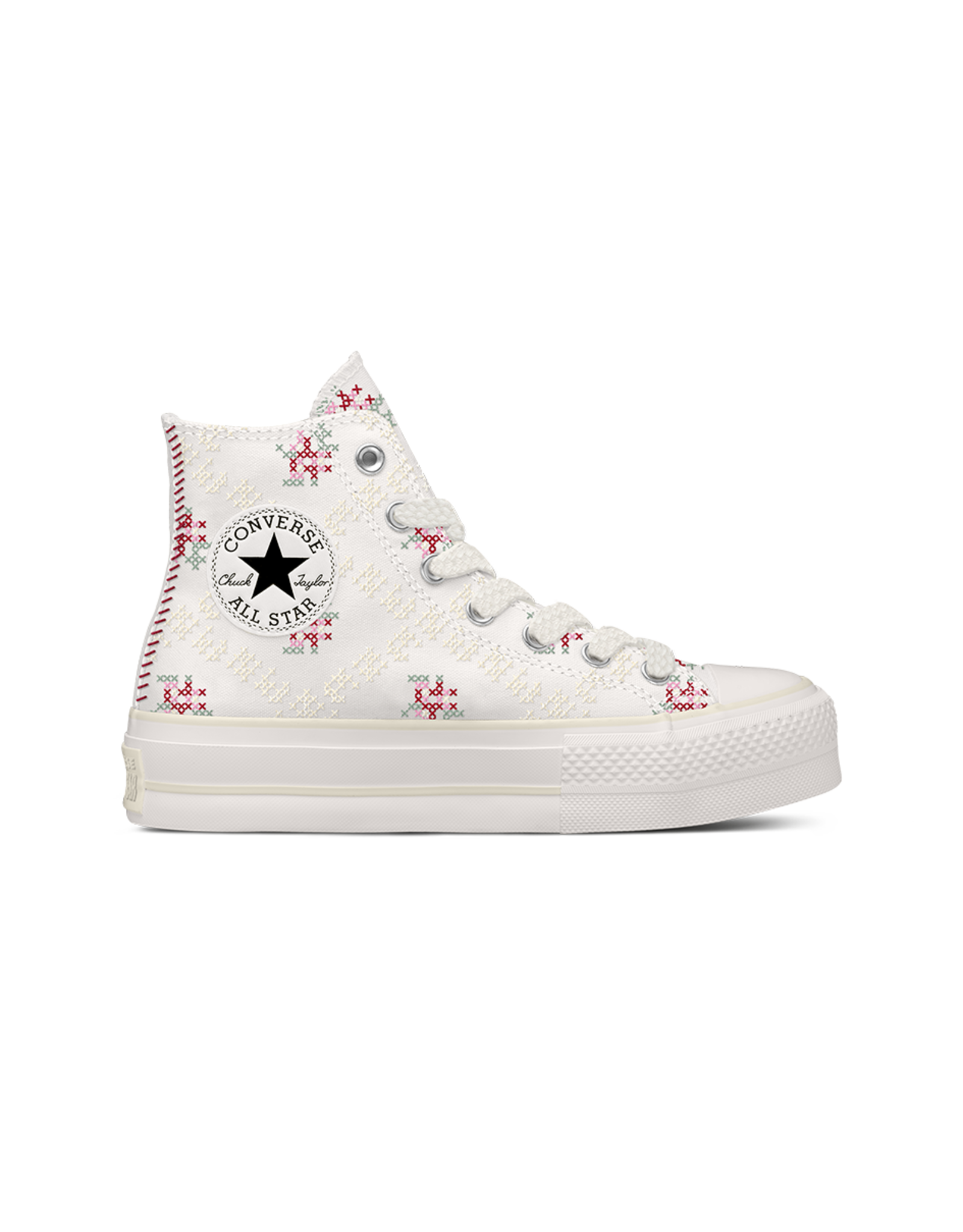 CTAS LIFT HI PLATFORM ROSE CROSS STITCH VINTAGE WHITE/HORIZON PINK C25LRC - A13659C