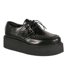 CREEPER-402 2" Platform Black Leather Creeper-D2B