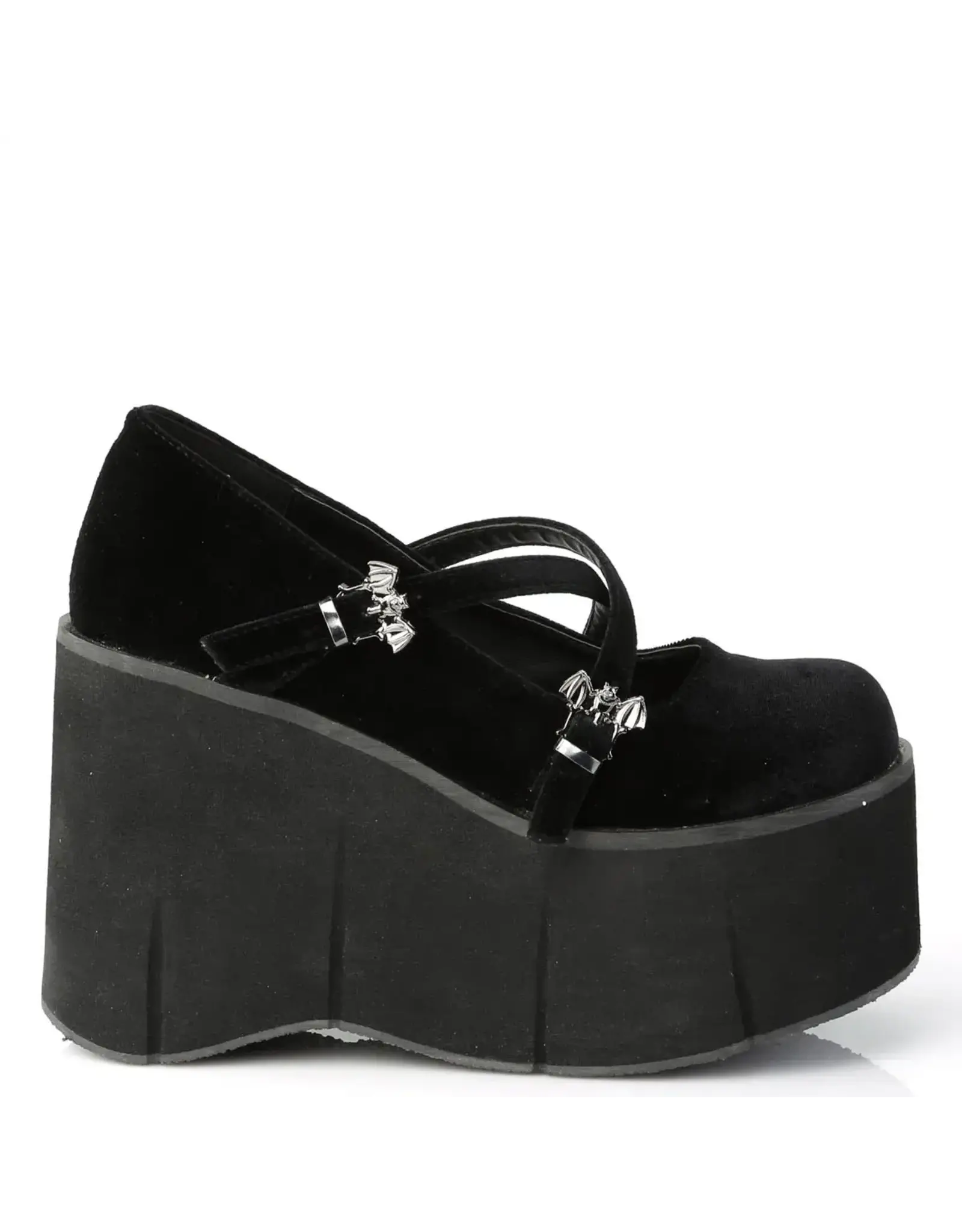 KERA10/BVEL Black Velvet 4 1/2" Platform Criss-Cross Strap Maryjane D55BVL