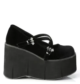 KERA10/BVEL Black Velvet 4 1/2" Platform Criss-Cross Strap Maryjane D55BVL