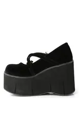 KERA10/BVEL Black Velvet 4 1/2" Platform Criss-Cross Strap Maryjane D55BVL