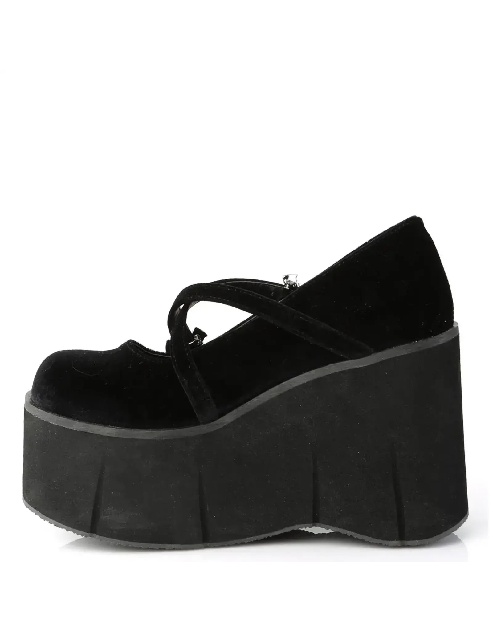KERA10/BVEL Black Velvet 4 1/2" Platform Criss-Cross Strap Maryjane D55BVL