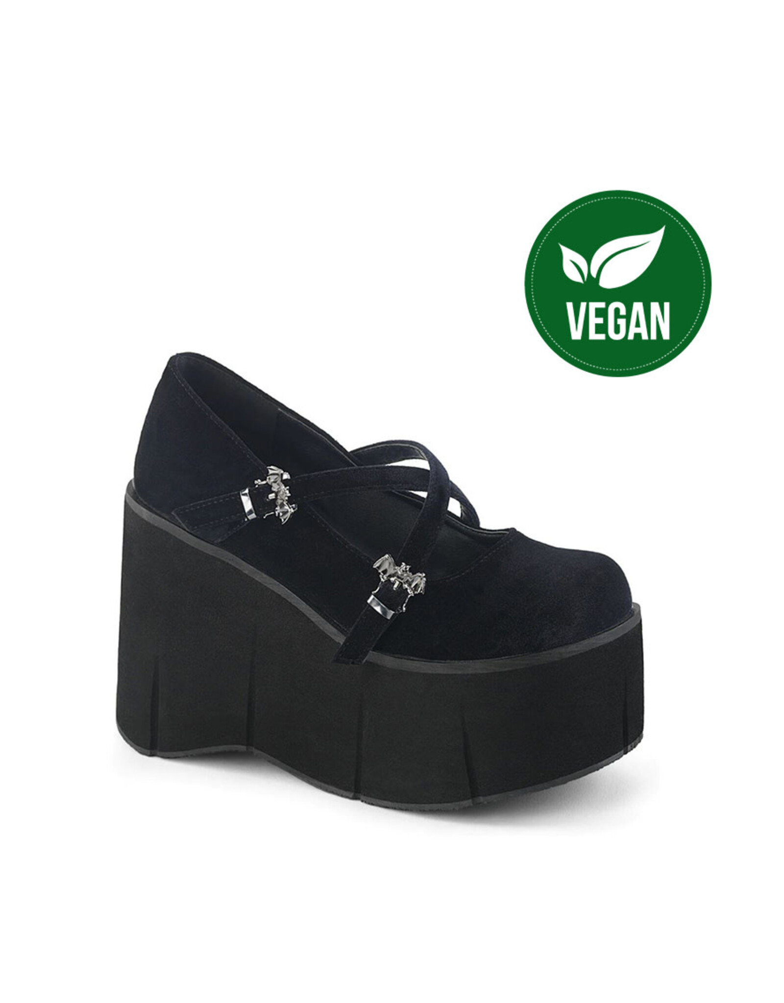KERA10/BVEL Black Velvet 4 1/2" Platform Criss-Cross Strap Maryjane D55BVL