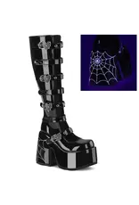 CAMEL-223 Black Patent 5" Chunky Heel, 3" P/F Open Front Knee High D83PB - CAM223/B