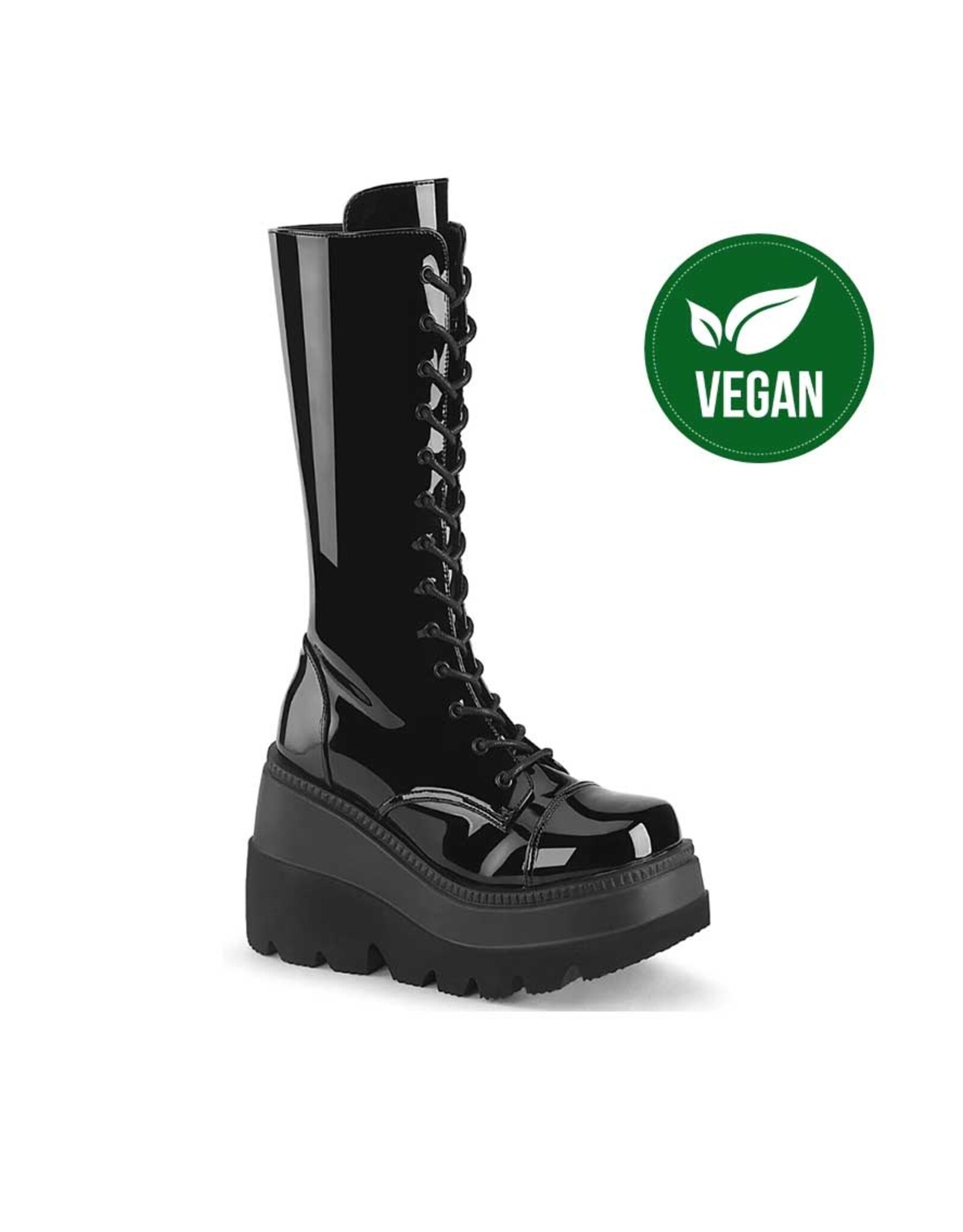 SHAKER-72/B- 4 1/2" Wedge PF Lace-Up Mid-Calf Boot, Side Zip - D38HPB