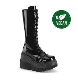 SHAKER-72/B- 4 1/2" Wedge PF Lace-Up Mid-Calf Boot, Side Zip - D38HPB