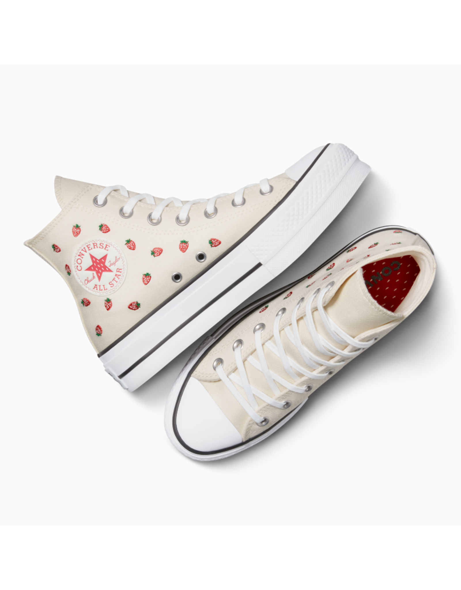 CTAS LIFT HI STRAWBERRY EMBROIDED EGRET/SOFT RED/WHITE C25LSW - A14934C
