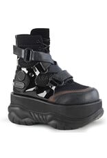 NEPTUNE-126 3" Platform Black Vegan Lace-Up Criss-Cross Strap Ankle Boot,Hook N' Loop Closure & Ventilator Detail,Back Zip Closure D37BVS - NEPTUNE-126