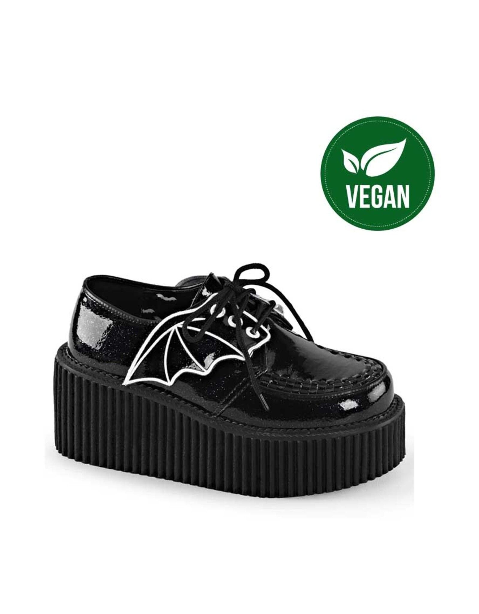 CREEPER-205 3" Platform Black Creeper w/Bat Wings Detail-D10BW