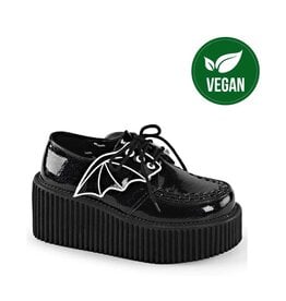CREEPER-205 3" Platform Black Creeper w/Bat Wings Detail-D10BW