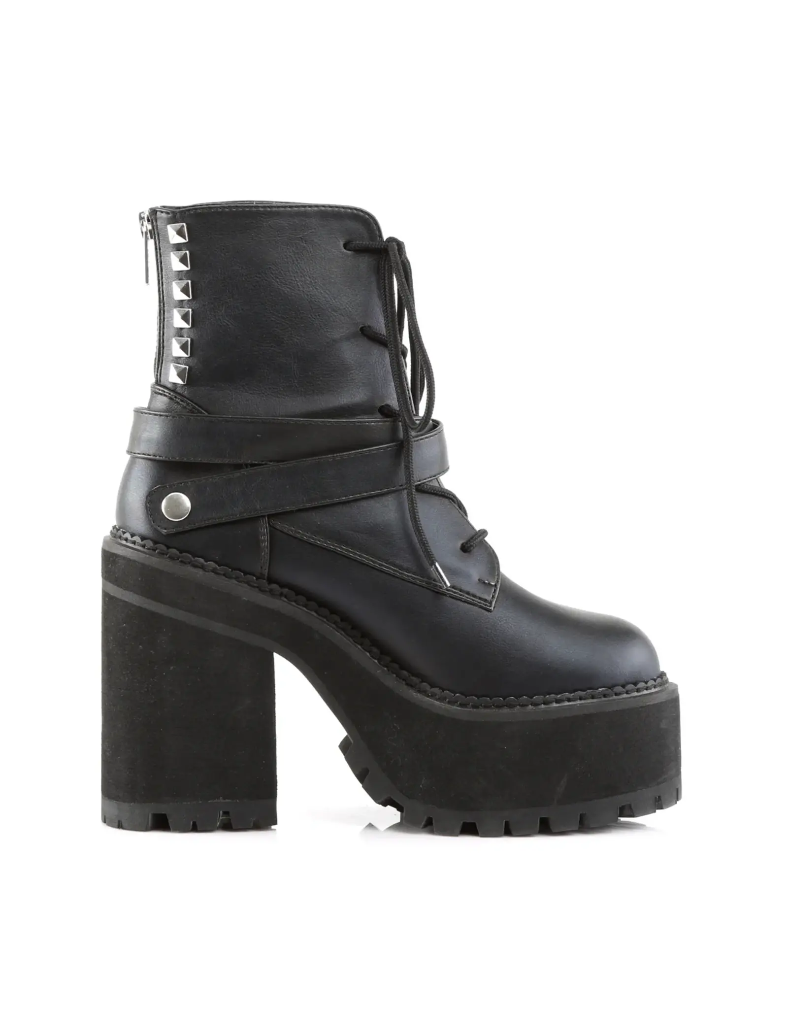 ASSAULT-101 4 3/4" Heel, 2 1/4" PF Lace-Up Boot w/D-Rings & Studs-D13VB