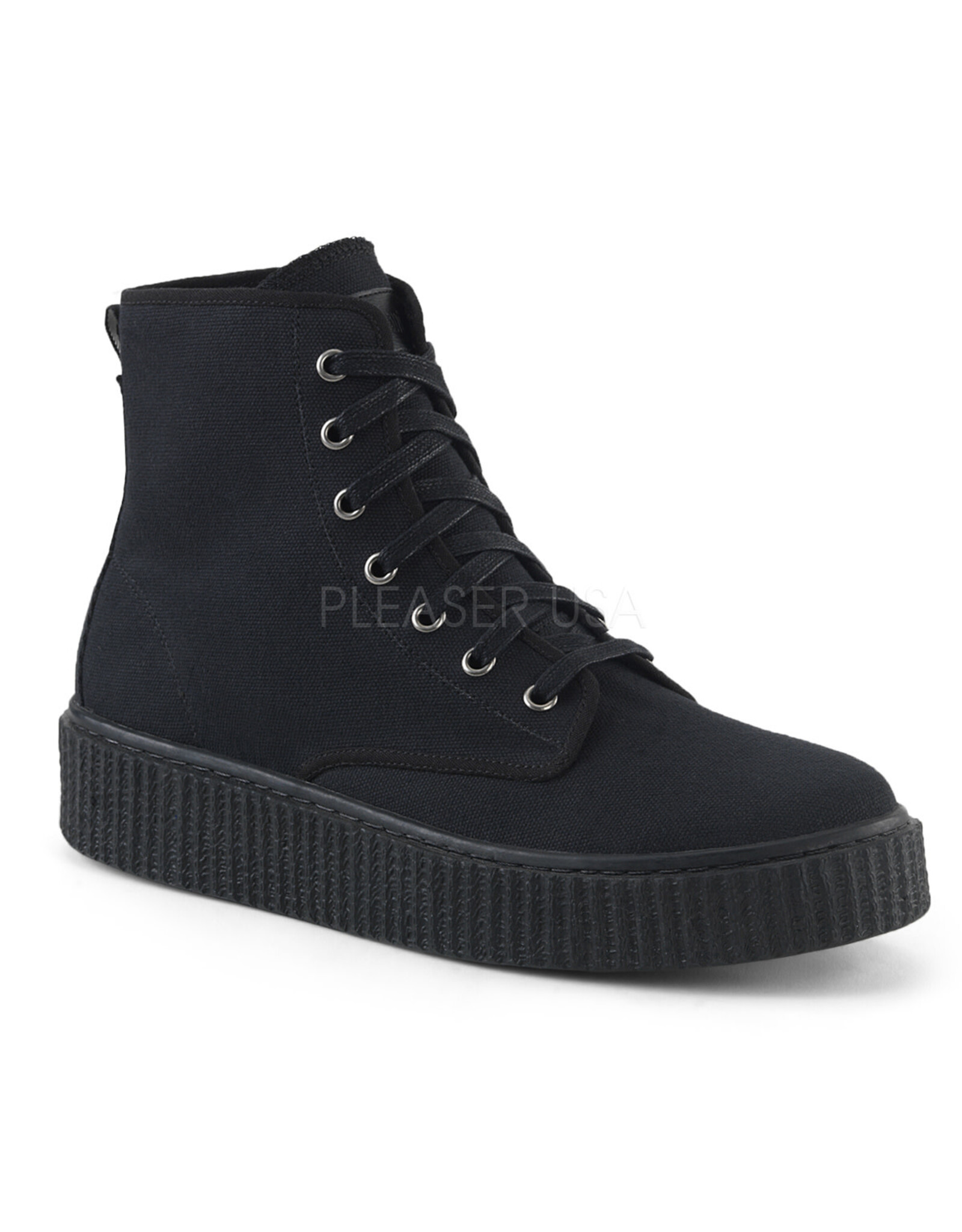 SNEEKER-201 1 1/2" Platform Creeper Sneaker, Full Inside Metal Zipper Closure D28BC