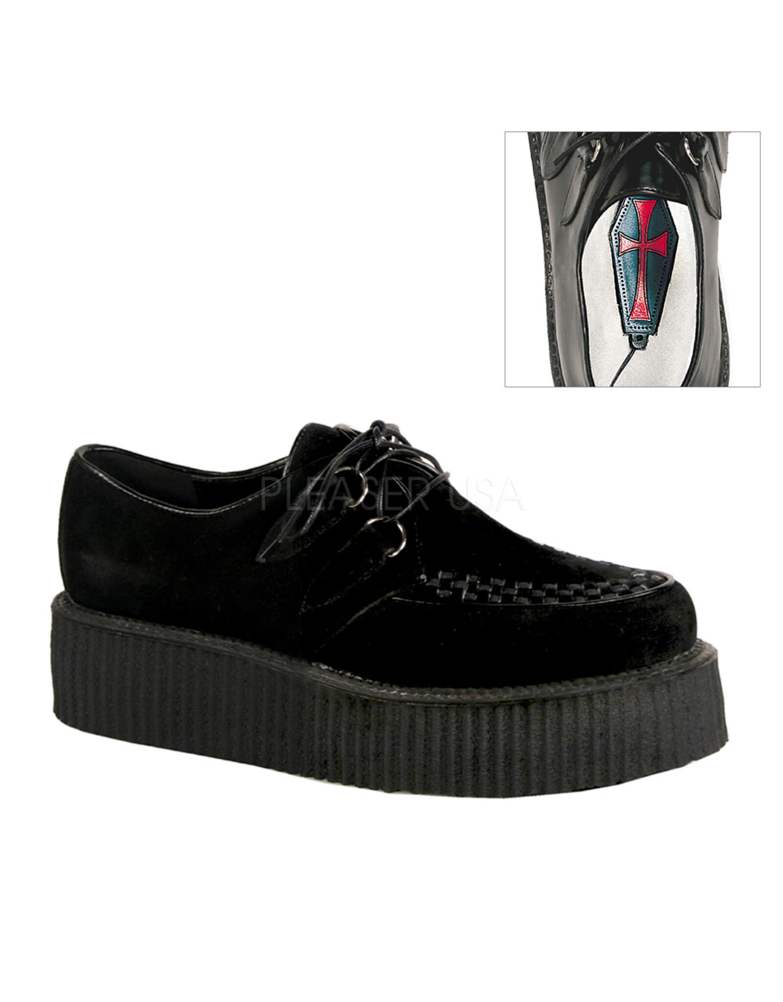 V-CREEPER-502S Black Vegan Suede Creeper D3VSB