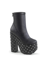 CRAMPS-110 6 1/2" Block Heel, 3"Platform Boot w/Pyramid Stud Embossed Detail, Metal Back Zip Closure D44VBS