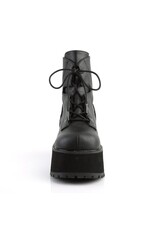 RANGER-102 3 3/4" Heel, 2 1/4" P/F Black Vegan Leather Lace-Up Front Ankle Boot, Side Zip D43VB