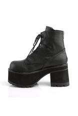RANGER-102 3 3/4" Heel, 2 1/4" P/F Black Vegan Leather Lace-Up Front Ankle Boot, Side Zip D43VB