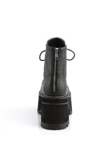 RANGER-102 3 3/4" Heel, 2 1/4" P/F Black Vegan Leather Lace-Up Front Ankle Boot, Side Zip D43VB