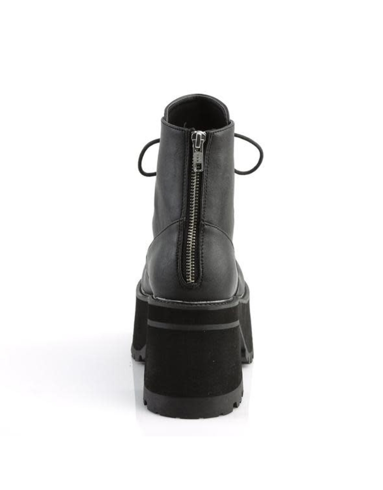 RANGER-102 3 3/4" Heel, 2 1/4" P/F Black Vegan Leather Lace-Up Front Ankle Boot, Side Zip D43VB