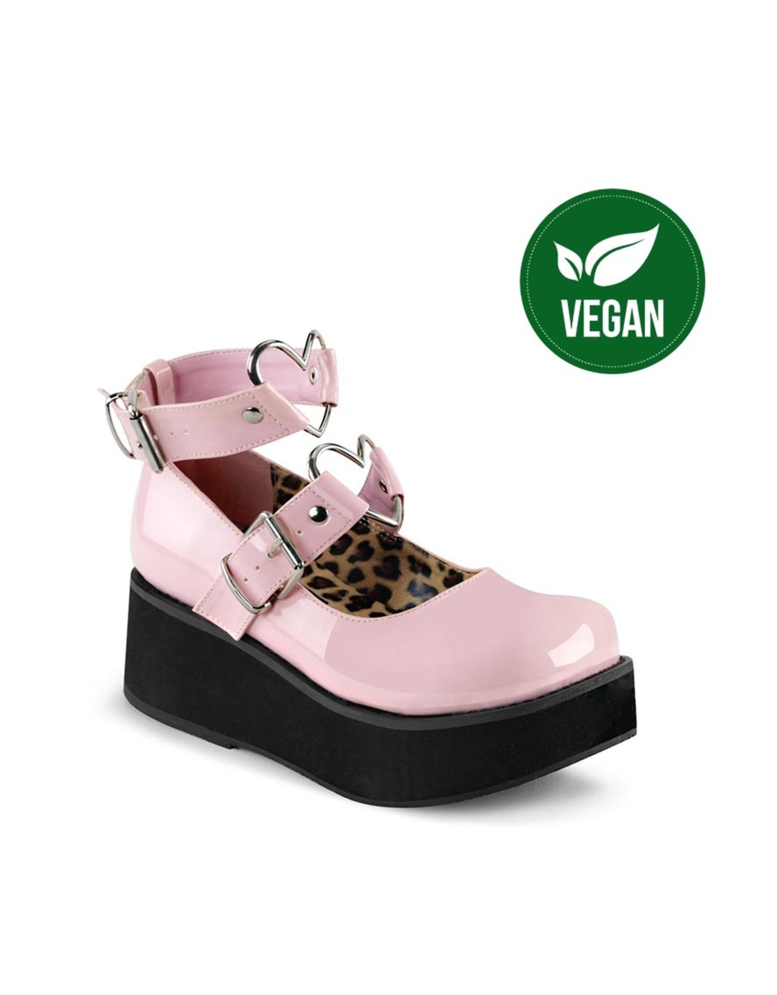 Sprite-02 2 1/4" Platform Pink Mary Jane w/Heart O-Rings & Studs Detail-D11PPH