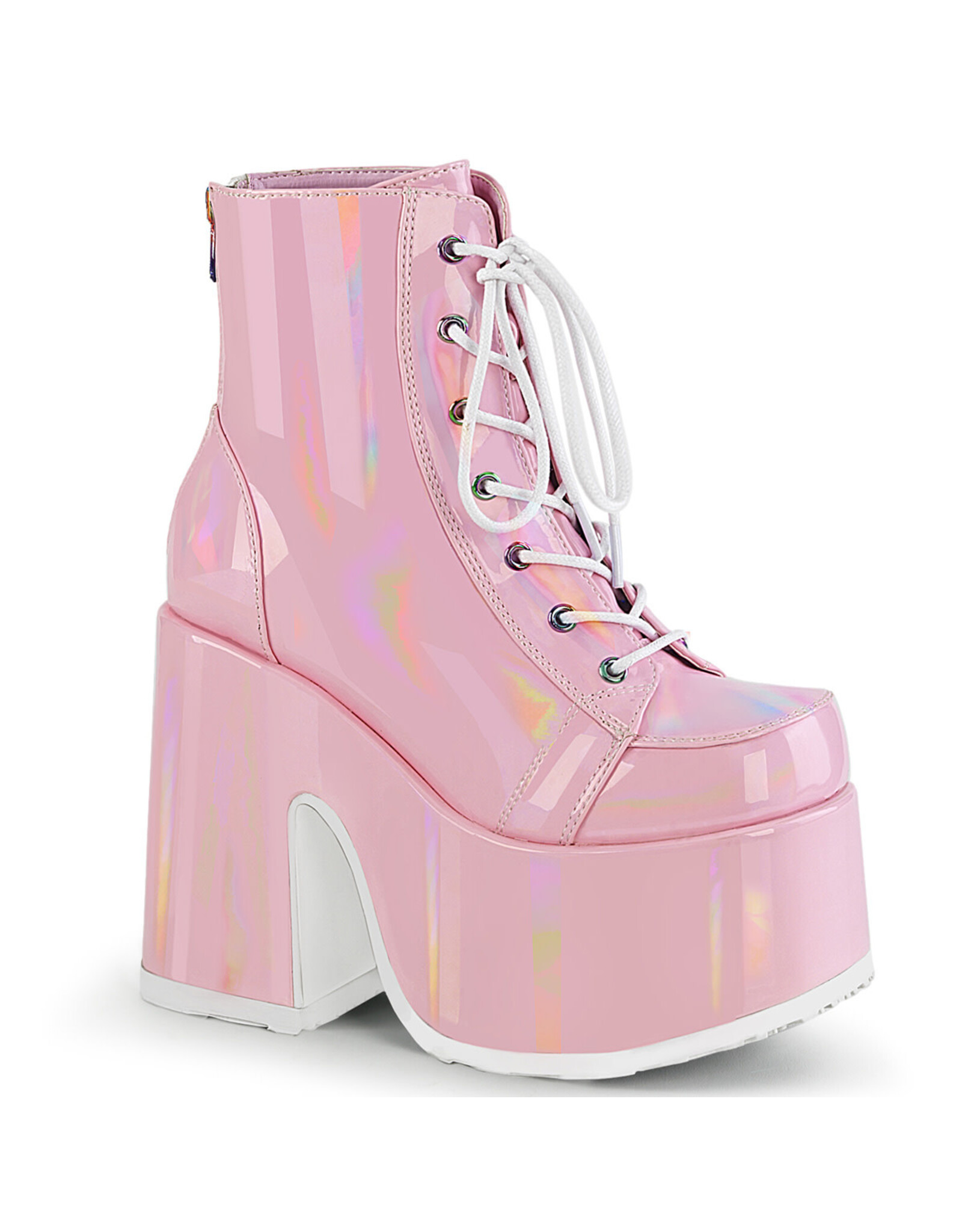 CAMEL-203 5" (127mm) Chunky Heel, 3" Platform Baby Pink Boot, Metal Back Zip Closure D23PIH