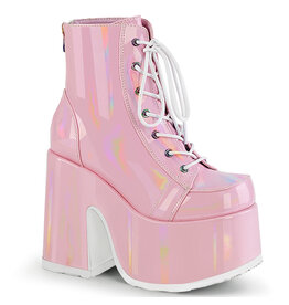 CAMEL-203 5" (127mm) Chunky Heel, 3" Platform Baby Pink Boot, Metal Back Zip Closure D23PIH