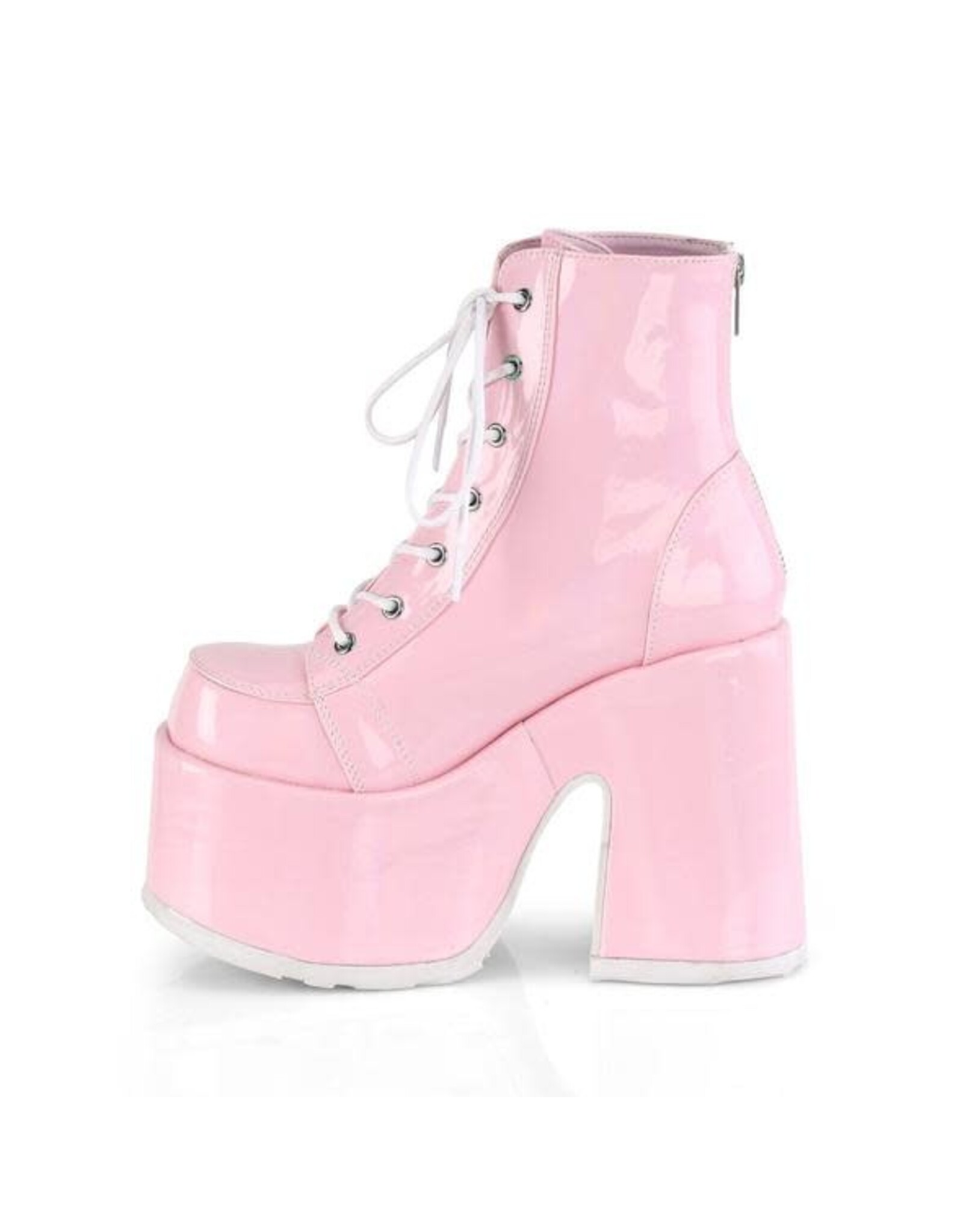 CAMEL-203 5" (127mm) Chunky Heel, 3" Platform Baby Pink Boot, Metal Back Zip Closure D23PIH