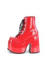 CAMEL-203 5" Chunky Heel, 3" P/F  Red Patent Lace-Up AnkleBoot, Metal Back Zip D23PR CAMEL-203 5" Chunky Heel, 3" P/F  Red Patent Lace-Up AnkleBoot, Metal Back Zip D23PR