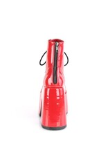 CAMEL-203 5" Chunky Heel, 3" P/F  Red Patent Lace-Up AnkleBoot, Metal Back Zip D23PR CAMEL-203 5" Chunky Heel, 3" P/F  Red Patent Lace-Up AnkleBoot, Metal Back Zip D23PR