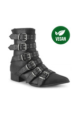 WARLOCK-70 Blk Vegan Leather, 1 1/2" Block Heel - D70VB
