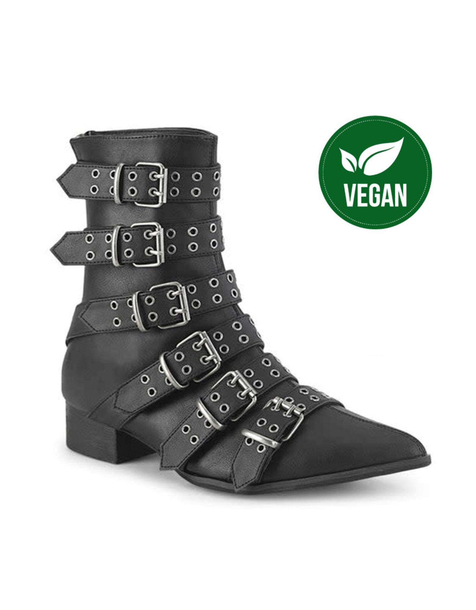 WARLOCK-70 Blk Vegan Leather, 1 1/2" Block Heel - D70VB
