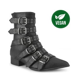 WARLOCK-70 Blk Vegan Leather, 1 1/2" Block Heel - D70VB