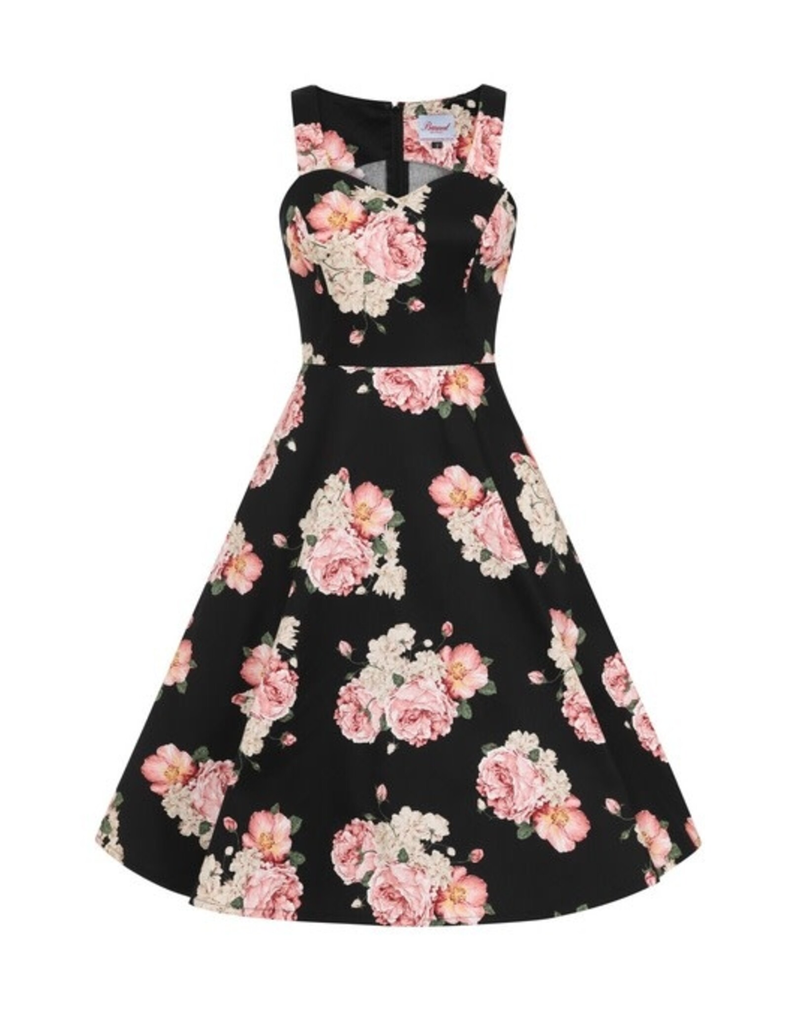 BLACK ENGLISH ROSE FIT & FLARE DRESS - DR16498R