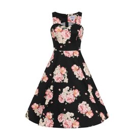 BLACK ENGLISH ROSE FIT & FLARE DRESS - DR16498R